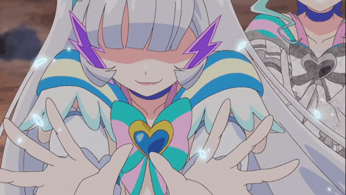 a cartoon character with a heart on her chest and a lightning bolt on her head