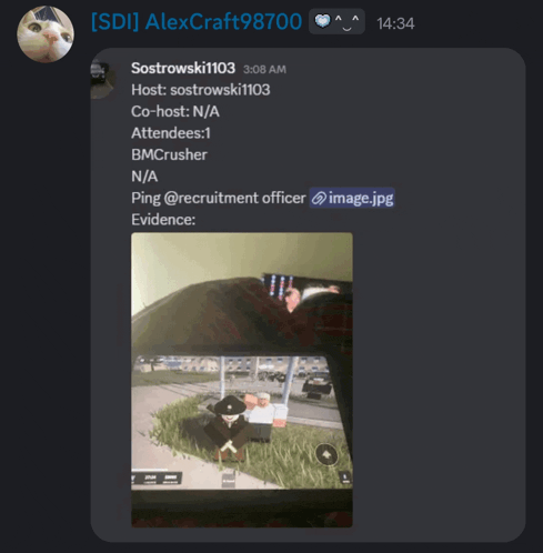 a screenshot of a chat with alexcraft98700 at 14:34