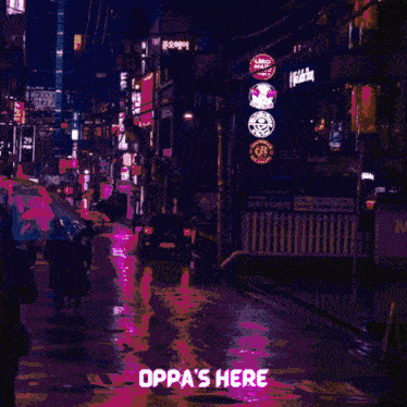 the word oppa 's here is displayed on a colorful background