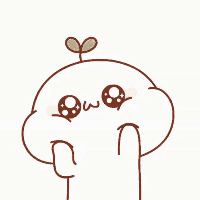 a cartoon character with a plant growing out of his head