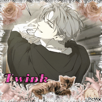 a picture of a man and a kitten with the name twink on it