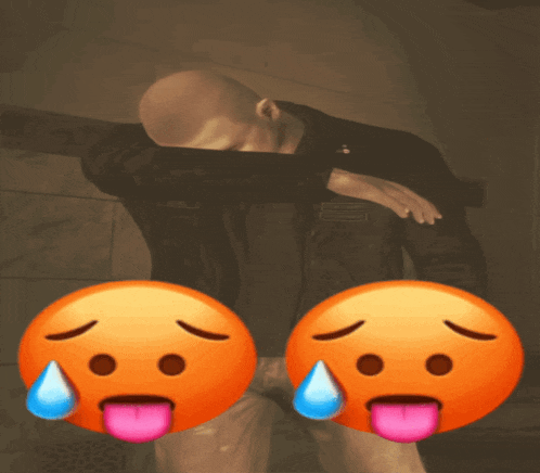 a man covering his face with his hand and two emojis with tears coming out of their eyes