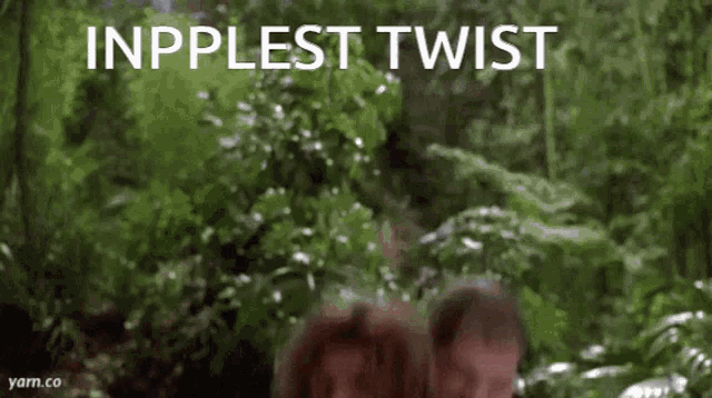 a blurred image of a person in a jungle with the words " inppliest twist " written above them