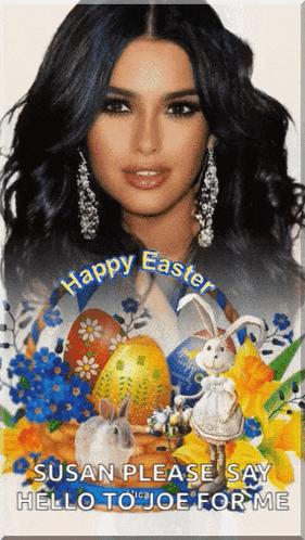 susan please say hello to joe for me with a picture of kim kardashian and easter eggs