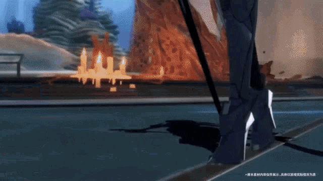 a person holding a sword in a video game with chinese writing
