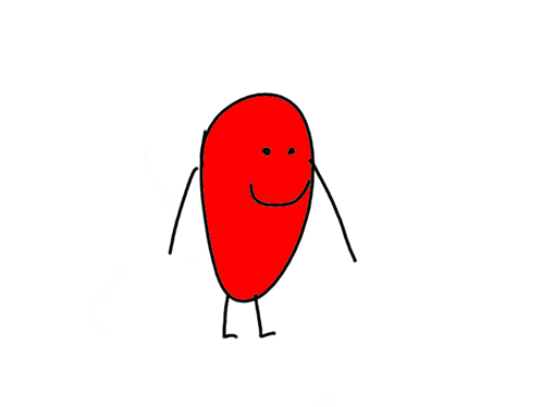 a drawing of a red balloon with a smiley face on it