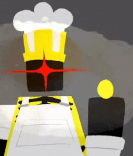 a cartoon character with a crown on his head is sitting at a table with a chair .