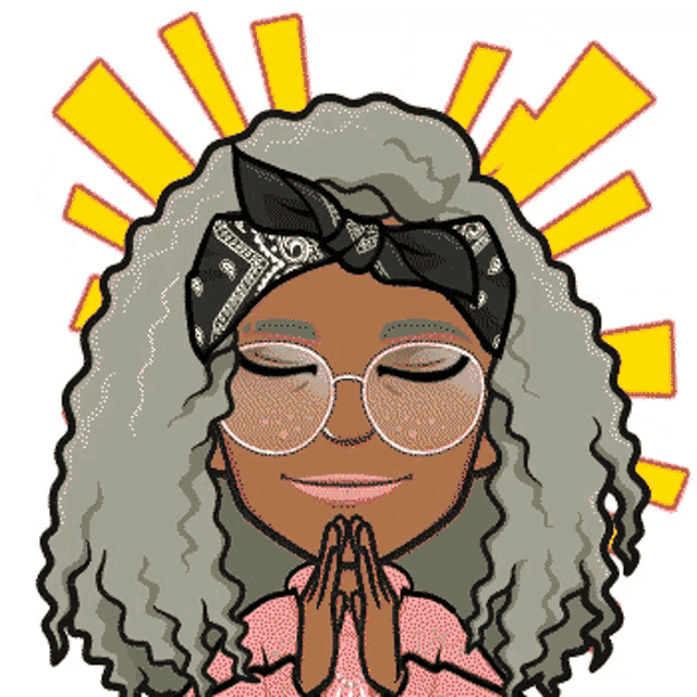 a cartoon girl with glasses and a bandana on her head