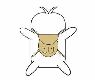 a drawing of a duck wearing a mask with two eyes