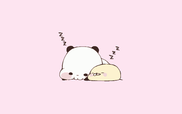 a panda bear is sleeping next to a small yellow chick