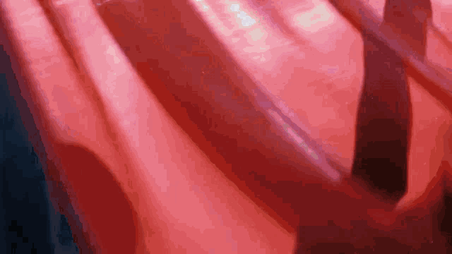 a close up of a red object with a shadow on it