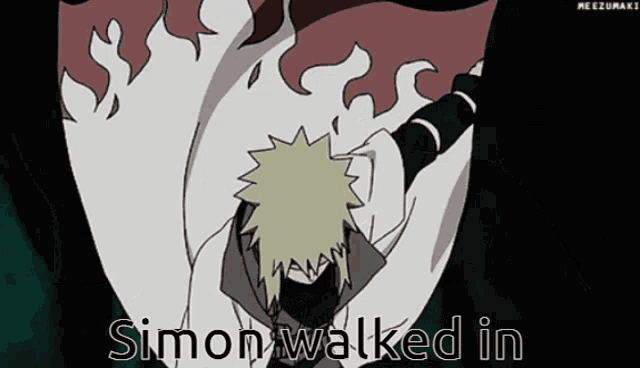 simon walked in is written on a cartoon character