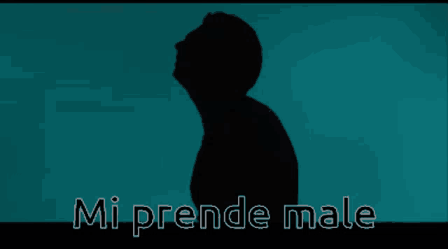 a blue background with a silhouette of a person and the words mi prende male