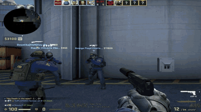 a person holding a red knife in a video game with a score of $ 3100