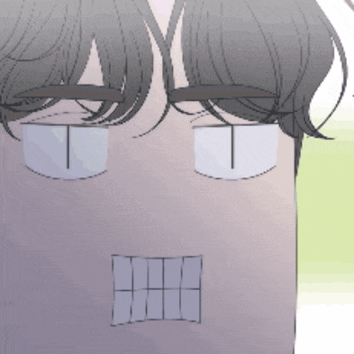 a close up of a person 's face with a square in the middle of the mouth
