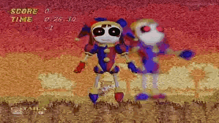 a couple of cartoon characters are standing next to each other in a field .