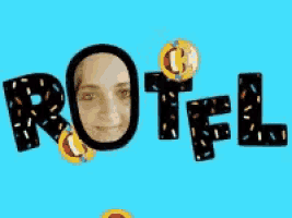 a woman 's face is surrounded by the words rotfl