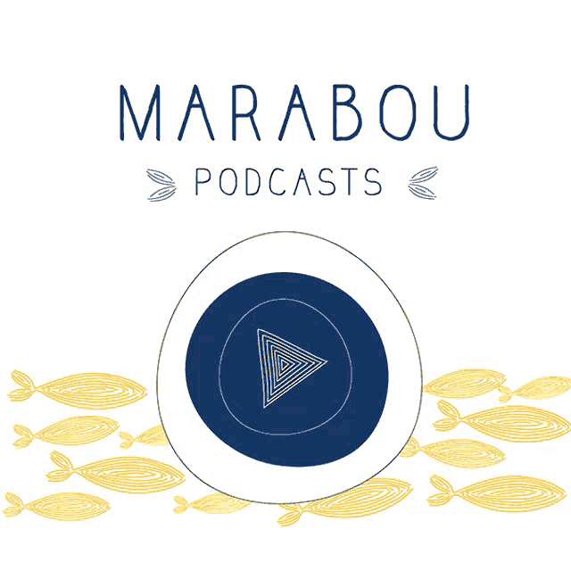 a logo for marabou podcasts with a play button