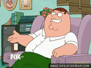 a cartoon of peter griffin sitting in a chair