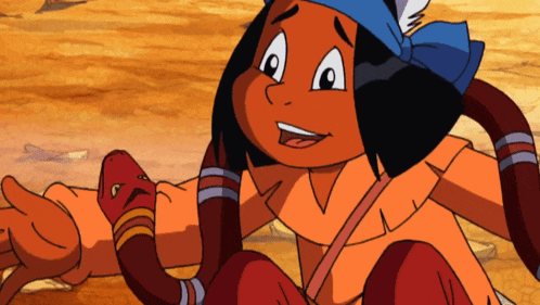 a cartoon of a native american with a blue hat