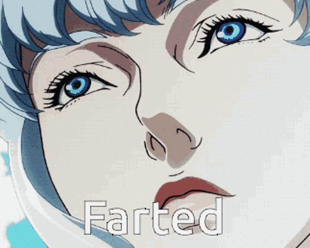 a close up of a woman 's face with the words farted written on it