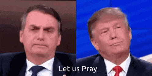 two men in suits and ties are sitting next to each other with the words let us pray above them