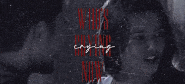 two men are standing next to each other with the words `` who 's crying now '' behind them .
