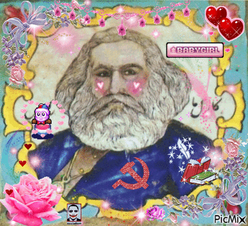 a picture of a man with a beard and a baby girl sticker