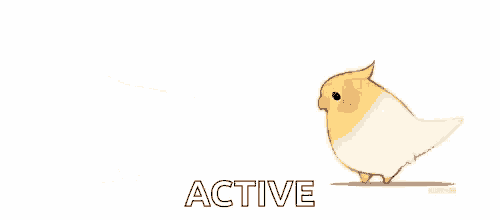 a cartoon bird is walking with the word active written below it