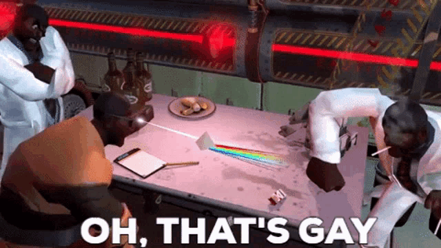 a video game scene with the words oh that 's gay in the corner