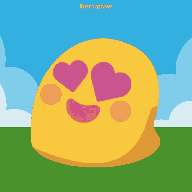 a yellow smiley face with pink hearts in its eyes and the word betsmove on the bottom