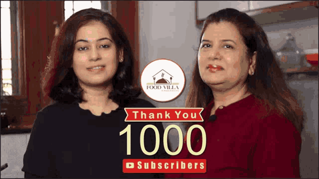 two women are standing next to each other with the words thank you 1000 subscribers