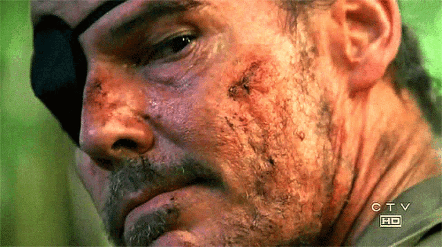 a close up of a man 's face with the letters ctv hd on the bottom right