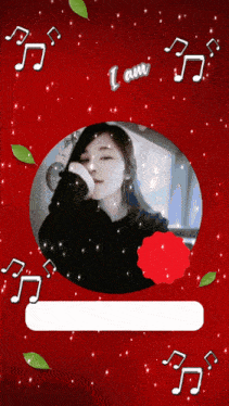 a red background with music notes and the words i am cello