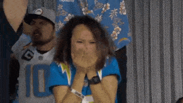Crazed Chargers Fan Chargers Woman GIF - Crazed Chargers Fan Chargers Fan Chargers Woman GIFs