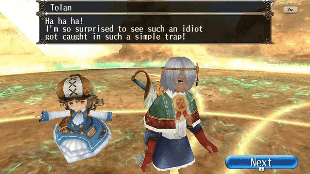 a video game character named tolan is talking to another character