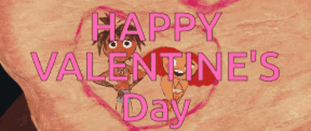 a happy valentine 's day greeting with a cartoon couple