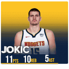 a basketball player for the nuggets has 11 points and 10 rebounds