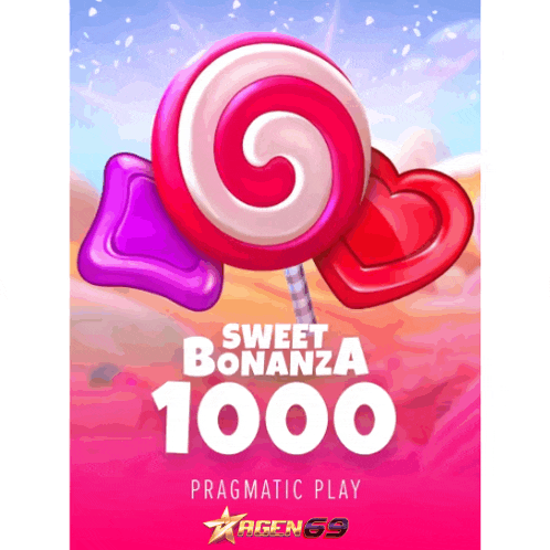 a poster for sweet bonanza 1000 with lollipops on a pink background