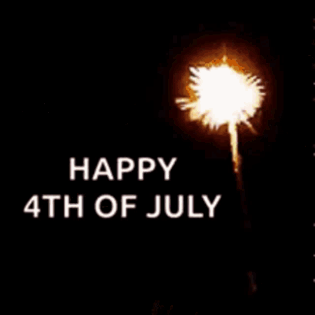 a fireworks display with the words happy 4th of july on the bottom