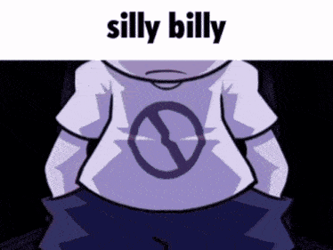 a cartoon character with the words silly billy written above him