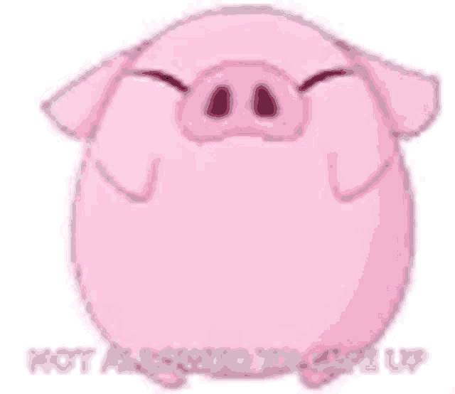 a pink pig with a big nose is smiling and looking at the camera .