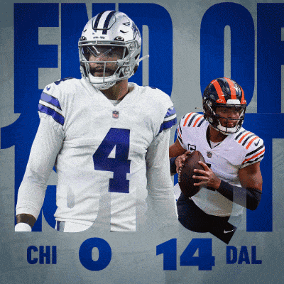 a cowboys and bears football player with the number 4 on their jersey