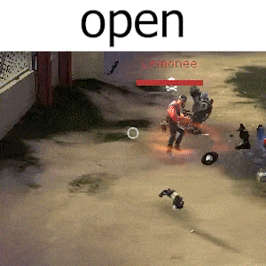 a video game is being played and the word open is on the bottom