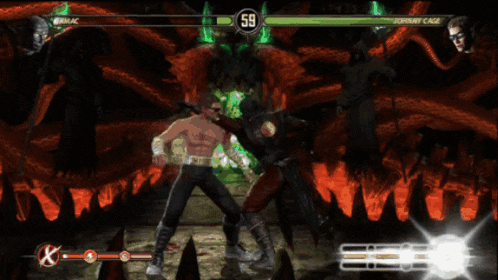 a video game with johnny cage and vermac fighting each other