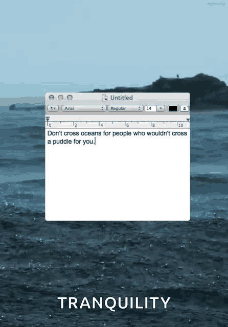 a computer screen with the words tranquility written on it