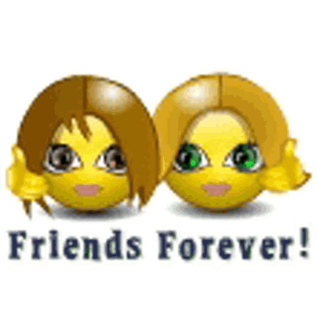 a couple of smiley faces with the words friends forever written below them