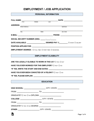 the employment / job application is a very simple form with a lot of information on it .