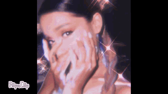 a close up of a woman 's face with the words flipa clip on the bottom right