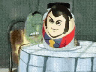 a cartoon drawing of a russian doll with a lupin the third face on it